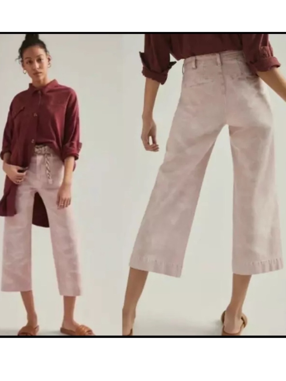 Anthropologie Pilcro “James” Cropped Wide-Leg Pants in Dusty Rose 🌹